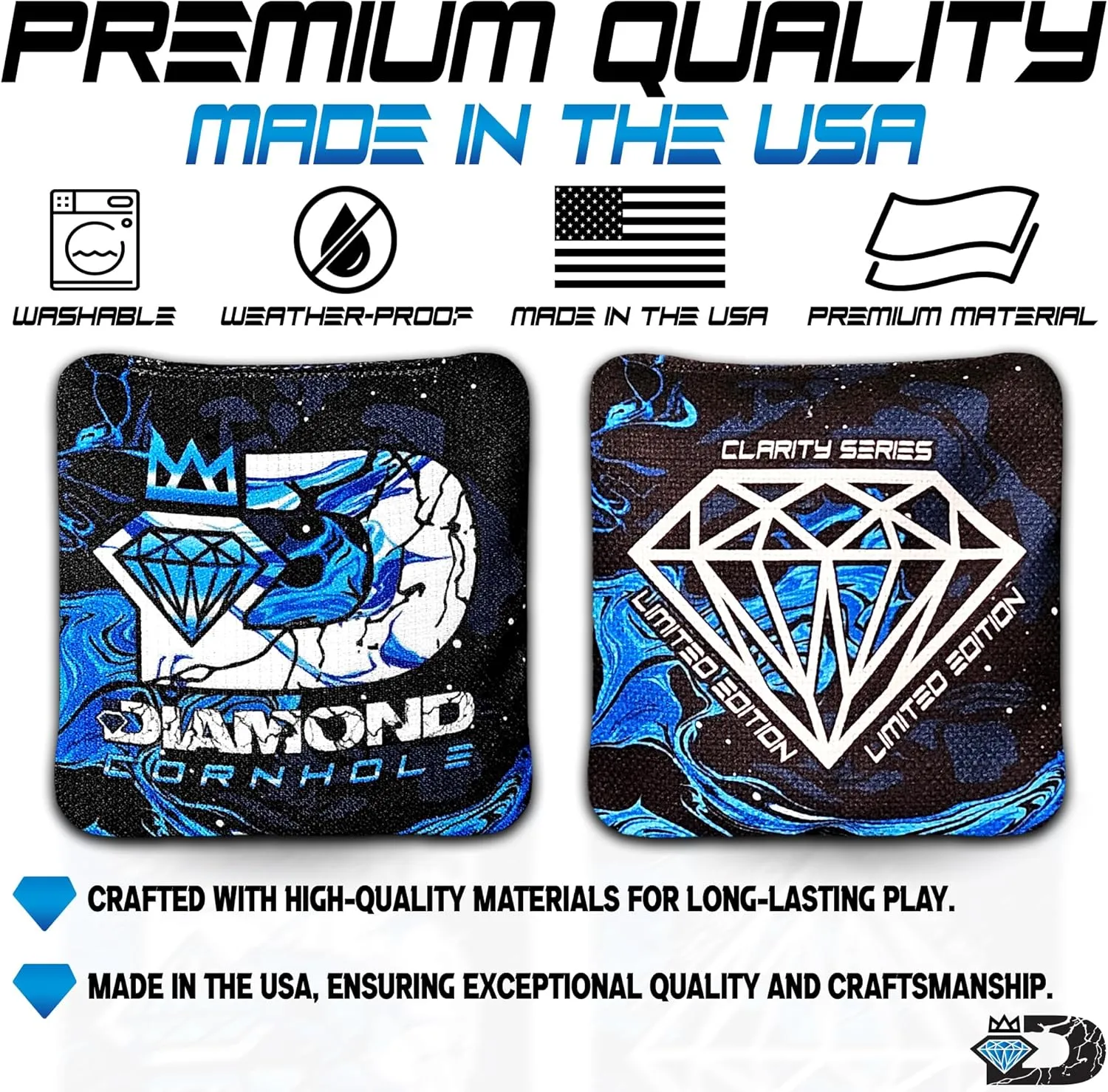 | Competition Cornhole Bags | Tournament Style | Regulation Size | All-Weather | Set of 4 | Clarity Series