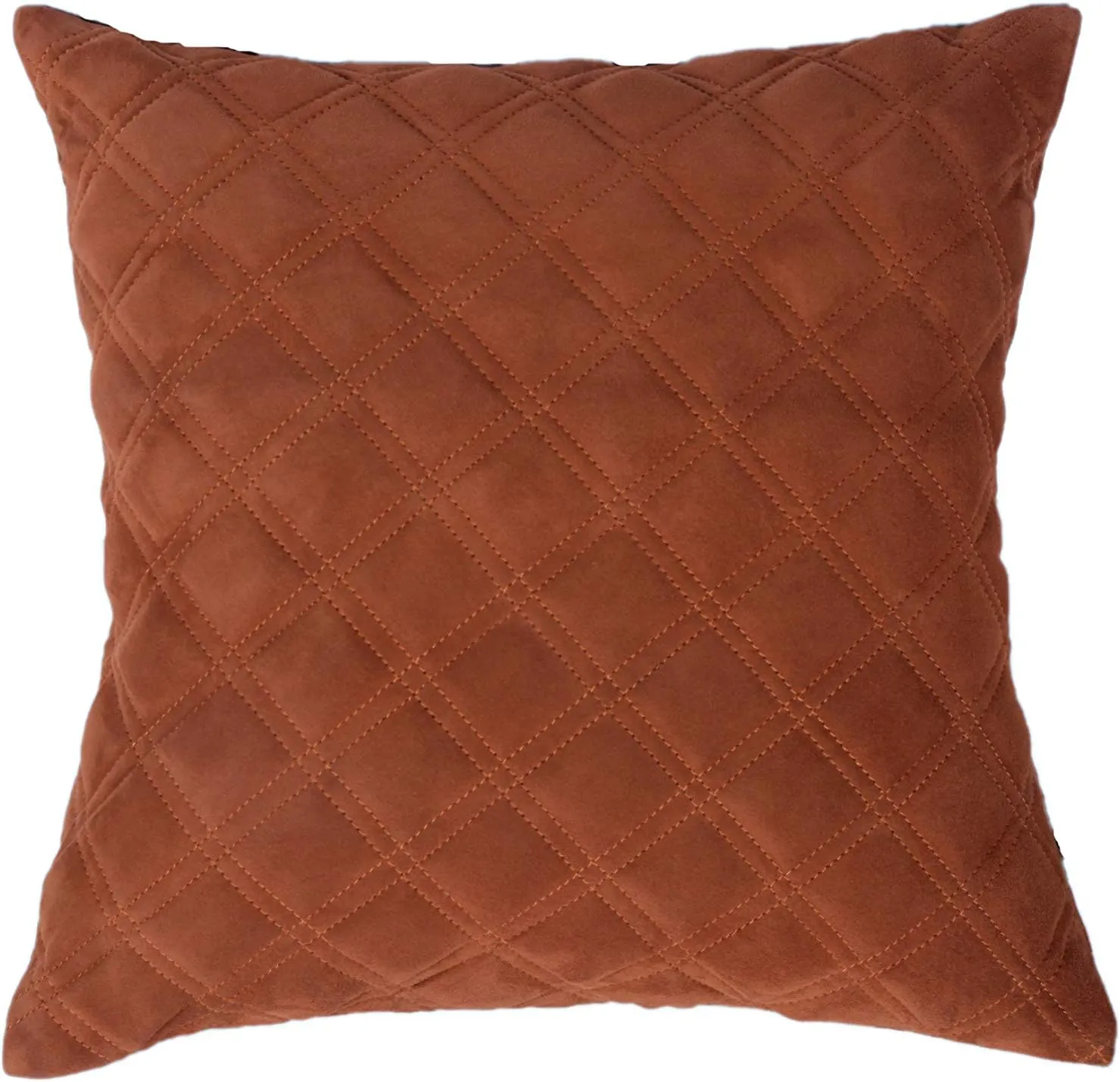100% Lambskin Black Suede Diamond Leather Pillow Cover - Sofa Cushion Case - Decorative Throw Covers for Living Room & Bedroom - 14x14 Inches - Tan Suede Pack of 1