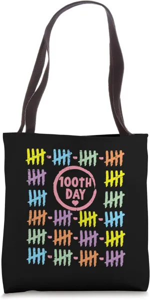 100th Day Rainbow Lines Tally Marks 100 Days Of School Gift Tote Bag