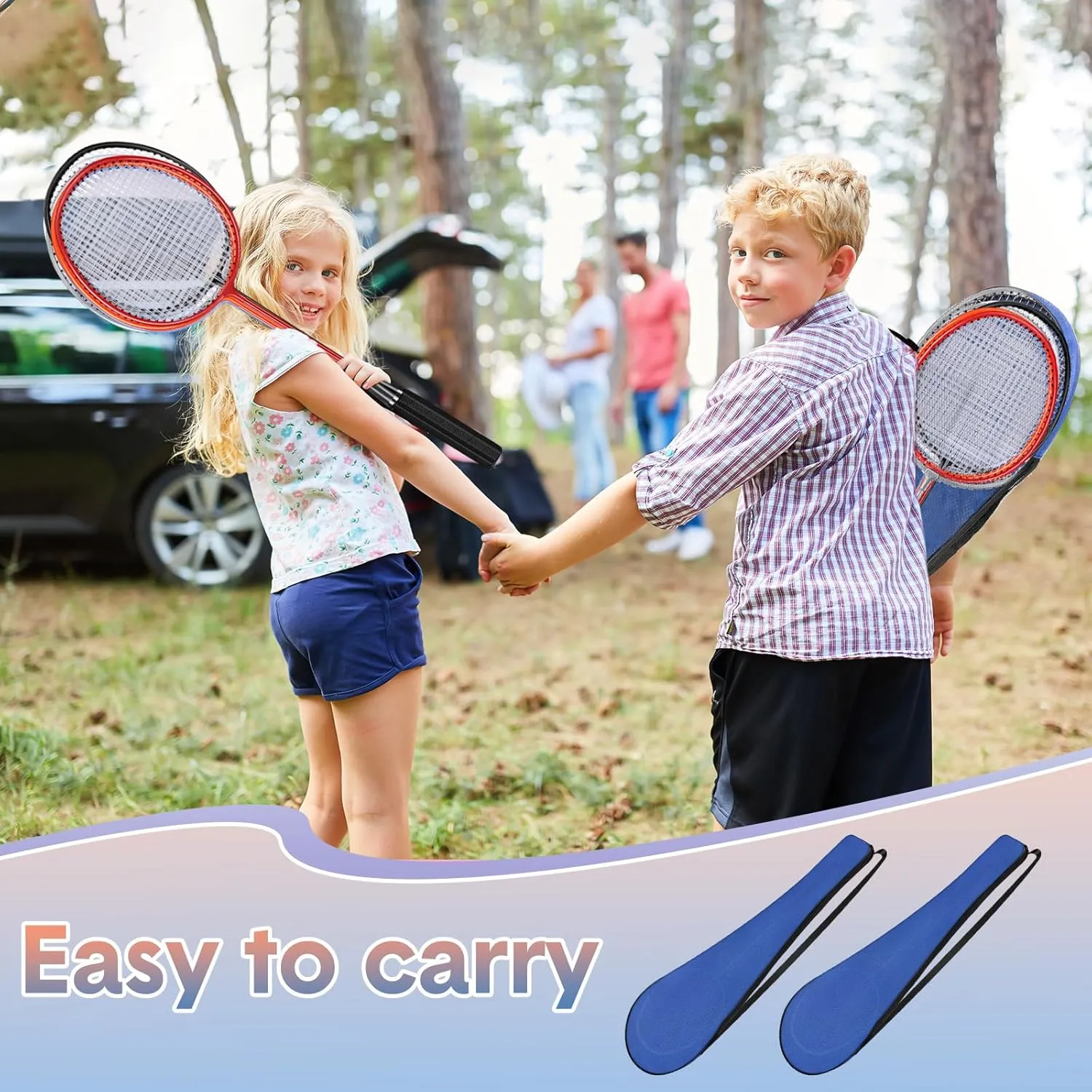 12 Pack Badminton Rackets Set Including Rackets, Nylon Shuttlecocks and Carry Bag for Outdoor Backyard Games Beginners