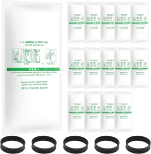 15   5 Pack Compatible with Vacuums 204811 Micron Magic Hepa Filter Plus Bags Universal Hepa Cloth Bags and Belts 301291 for F-Style and Twist-Style, and All Models Generation 4 - Sentria II