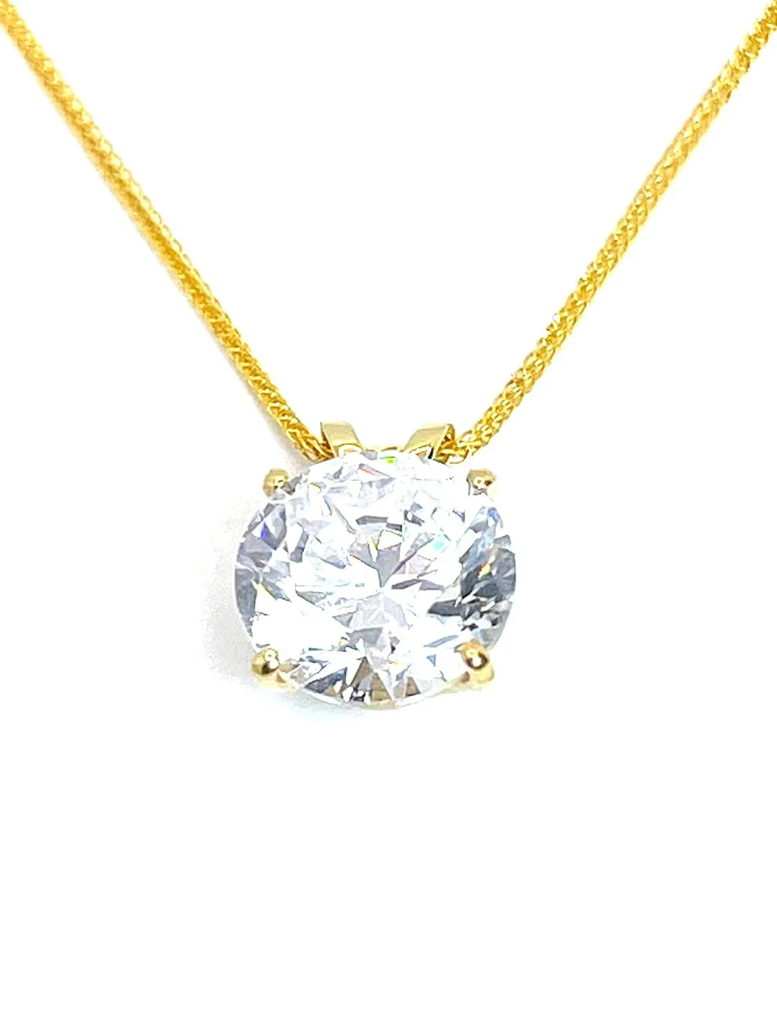 1.5ct Designer SOLID GOLD 18k DIAMOND Necklace for women HANDMADE 8mm Diamond Solitaire Pendant Necklace for women Happy Mothers day Gift Ideas Mom Birthday 30 year anniversary gifts for wife present