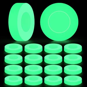 16 PCS Ice Hockey Puck Glow in The Dark Party Pucks Balls for Kids Adults Youth Green Floor Puck for Indoor Outdoor Road Roller Hockey Games with Storage Bag