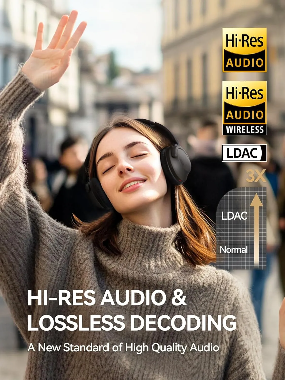 1MORE SonoFlow-Pro Noise Cancelling Headphones - HQ51 Over Ear Bluetooth Headphones with LDAC for Hi-Res Wireless Audio,100H Playtime, Bluetooth 5.4, QuietMax ANC, Comfortable Fit (Matte Gray)