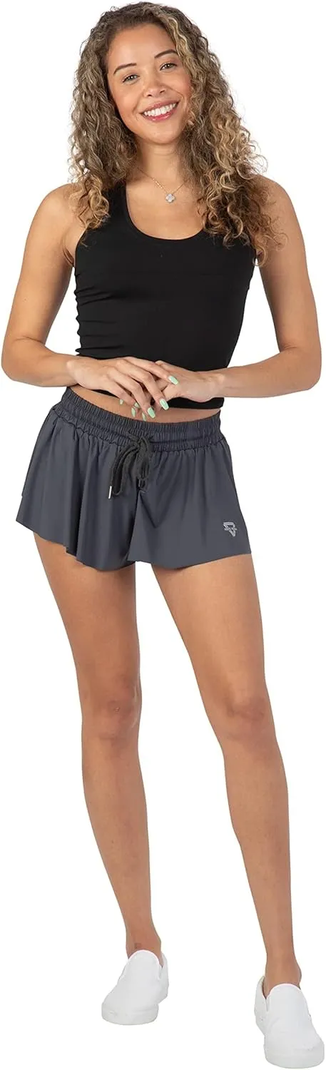 2-in-1 Flowy Fitness Shorts - Quick Dry Comfortable Workout Shorts with Drawstring