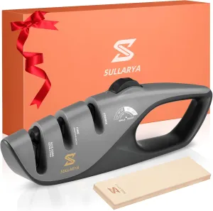 2-in-1 Knife Sharpening Kit with 5 Adjustable Angles Sharpener & Leather Strop – Complete Sharpening System for Kitchen, Pocket, Serrated Knives, Scissors (Sharpen   Polish to Pro Edge)