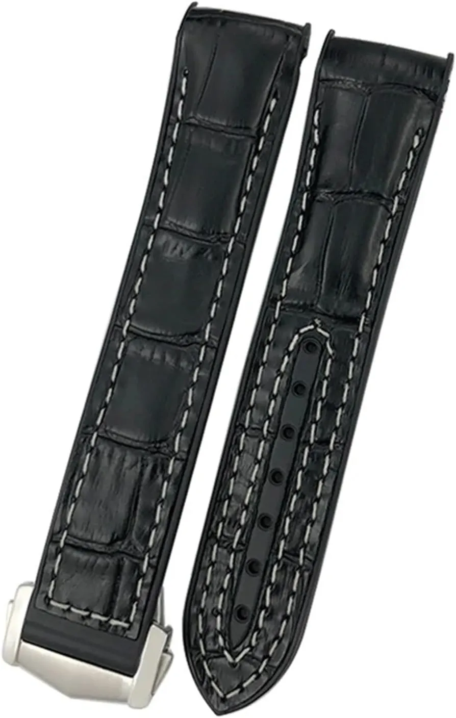 20mm 22mm Rubber Nylon Leather Watchband For Omega Diver 300 Planet Ocean 600M Orange Watch Strap