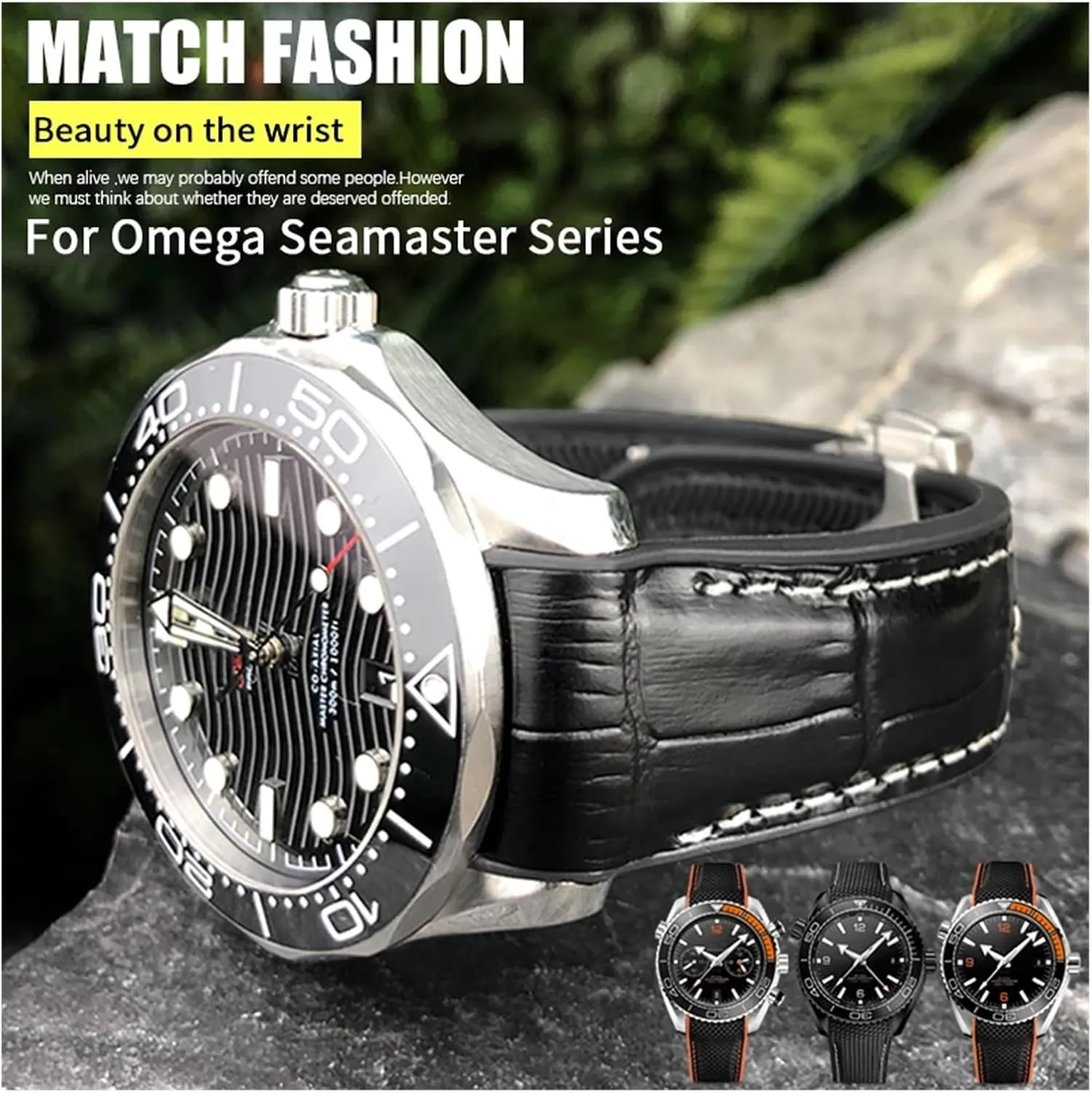 20mm 22mm Rubber Nylon Leather Watchband For Omega Diver 300 Planet Ocean 600M Orange Watch Strap