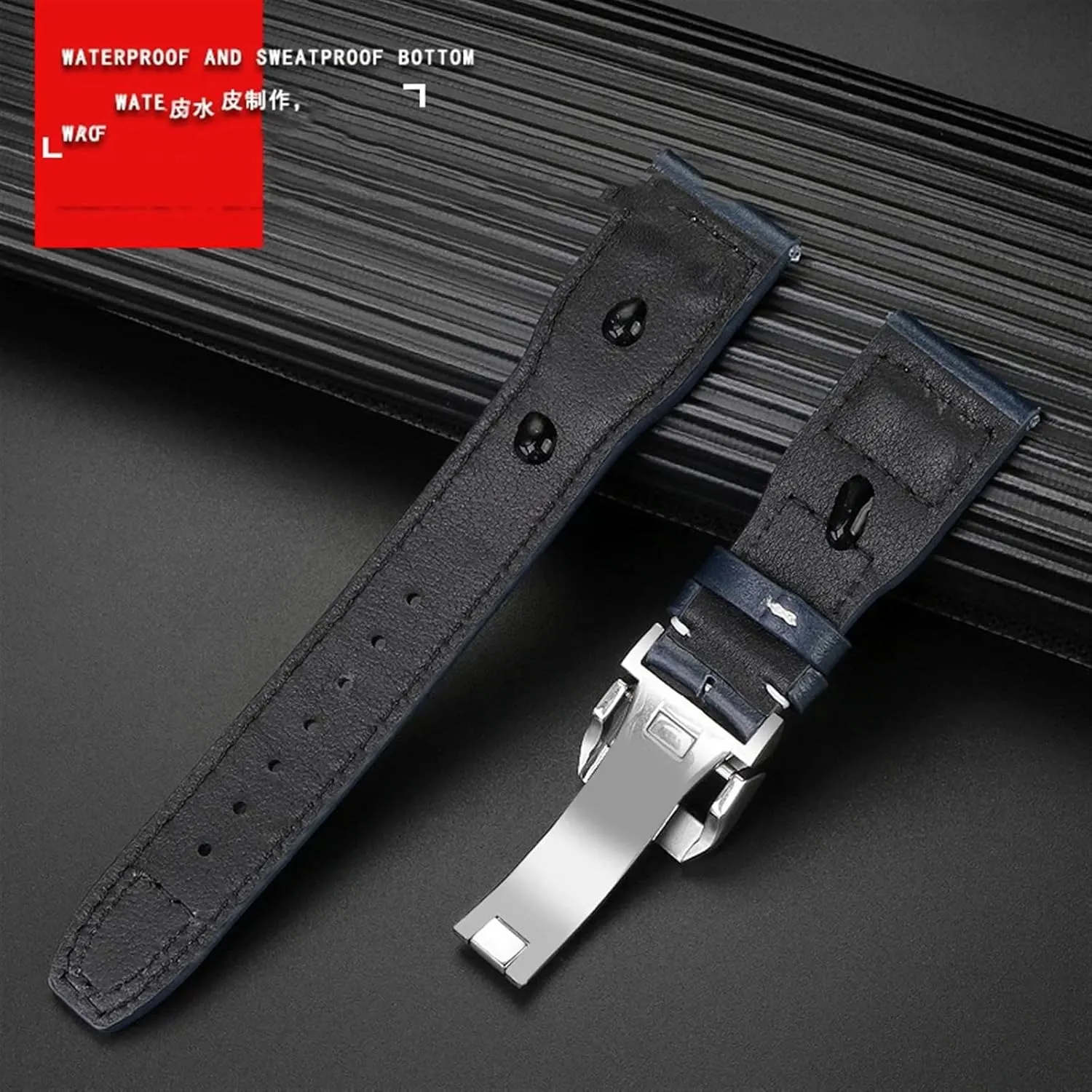 21mm 22mm Genuine Leather Watch Band For IWC Big Pilot Flamethrower Little Prince Mark Strap Willow Nail Bracelet