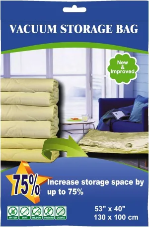 24 Pack The Largest Vacuum Seal Storage Bag Space Saver 51"x40"in (130x100cm) Jumbo size Airtight, Waterproof, for Clothes, Blankets, Pillows, Bedding, Winter Closet Organizing, Comforters.