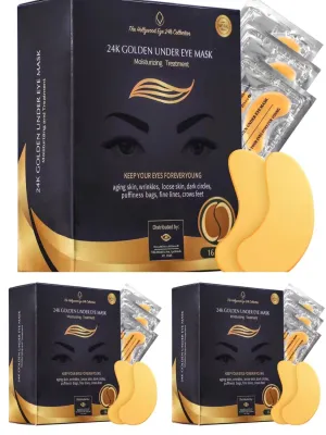 24K Gold Under Eye Mask | Under Eye Treatment for Women | Collagen Eye Pads with Hydrogel | Eye Patches | Eye Mask Skin Care | 48 Pairs (3 packs)