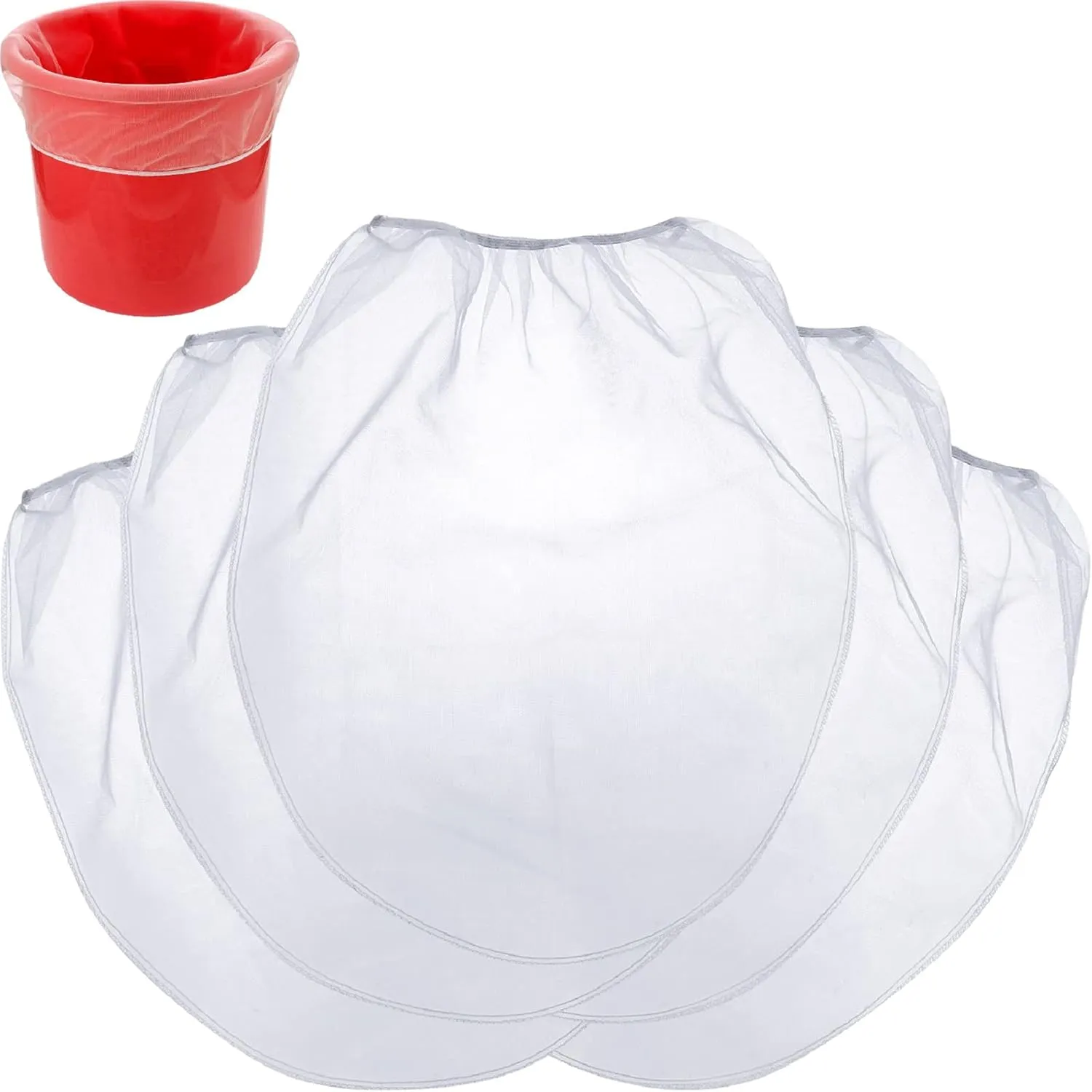 25 Pieces 5 Gallon Elastic Top Paint Strainer Bags White Fine Mesh Bag Paint Filter Bag Flow Nylon Mesh for Hydroponics Painting Gardening
