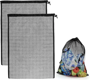 2PCS Mesh Bag, 24.8x17.7inch Mesh Drawstring Bag with Drawstring Closure, Nylon Mesh Storage Bags for Sports Equipment, Diving Swimming Surfing Beach Bags