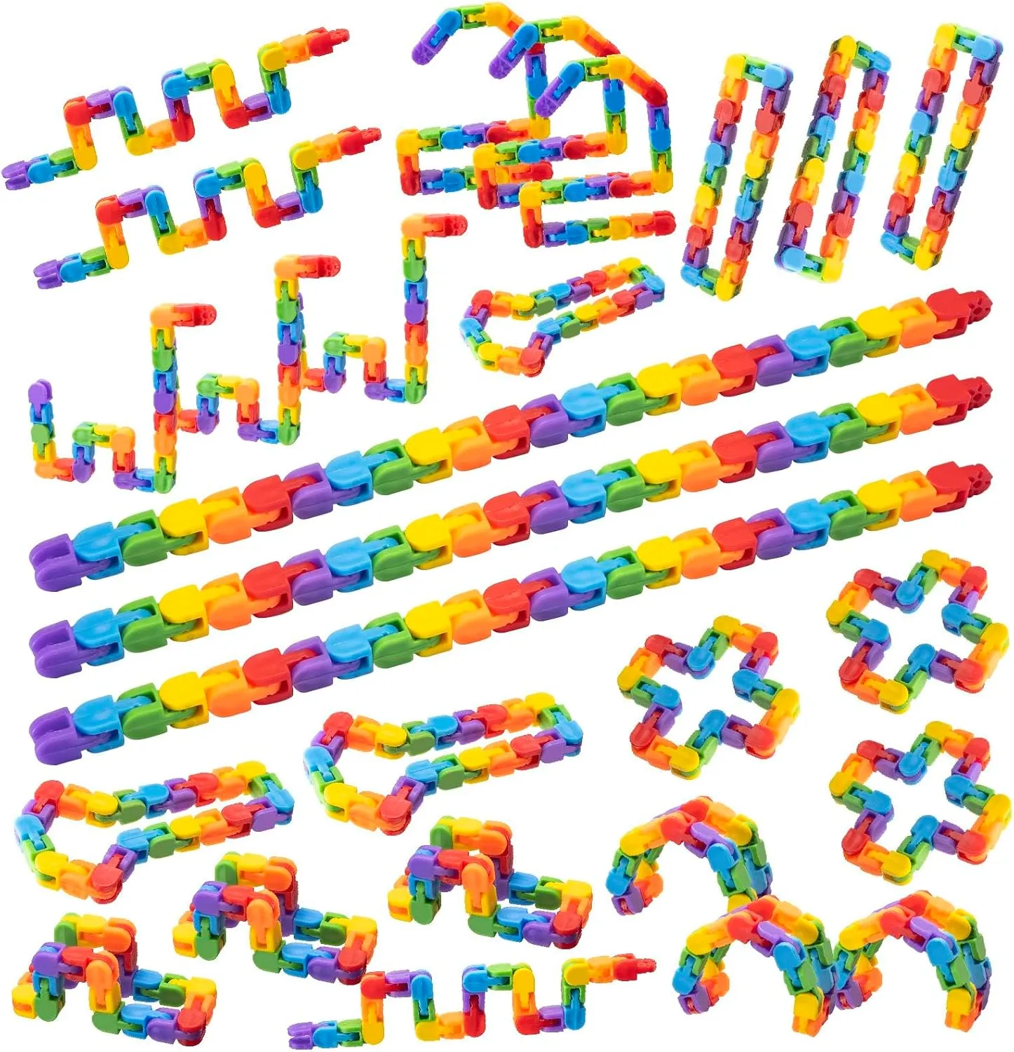 30pcs Rainbow Party Favors , Bulk Wacky Track Fidgets Toys Snap and Click ,Goodie Bag ,Prizes,End of Year School Birthday Students Classroom Fidgets Stocking Stuffers Gift for Kid Teen