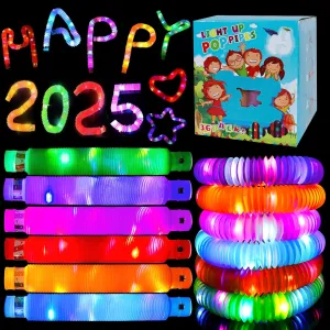 36 Pack Glow Sticks Party Favors, Light up Toys Pop Tubes Bulk, LED Glow Necklaces Bracelets Birthday Goodie Bag Stuffers, Glow in the Dark Halloween Party Supplies Gift Toys Prizes (36)