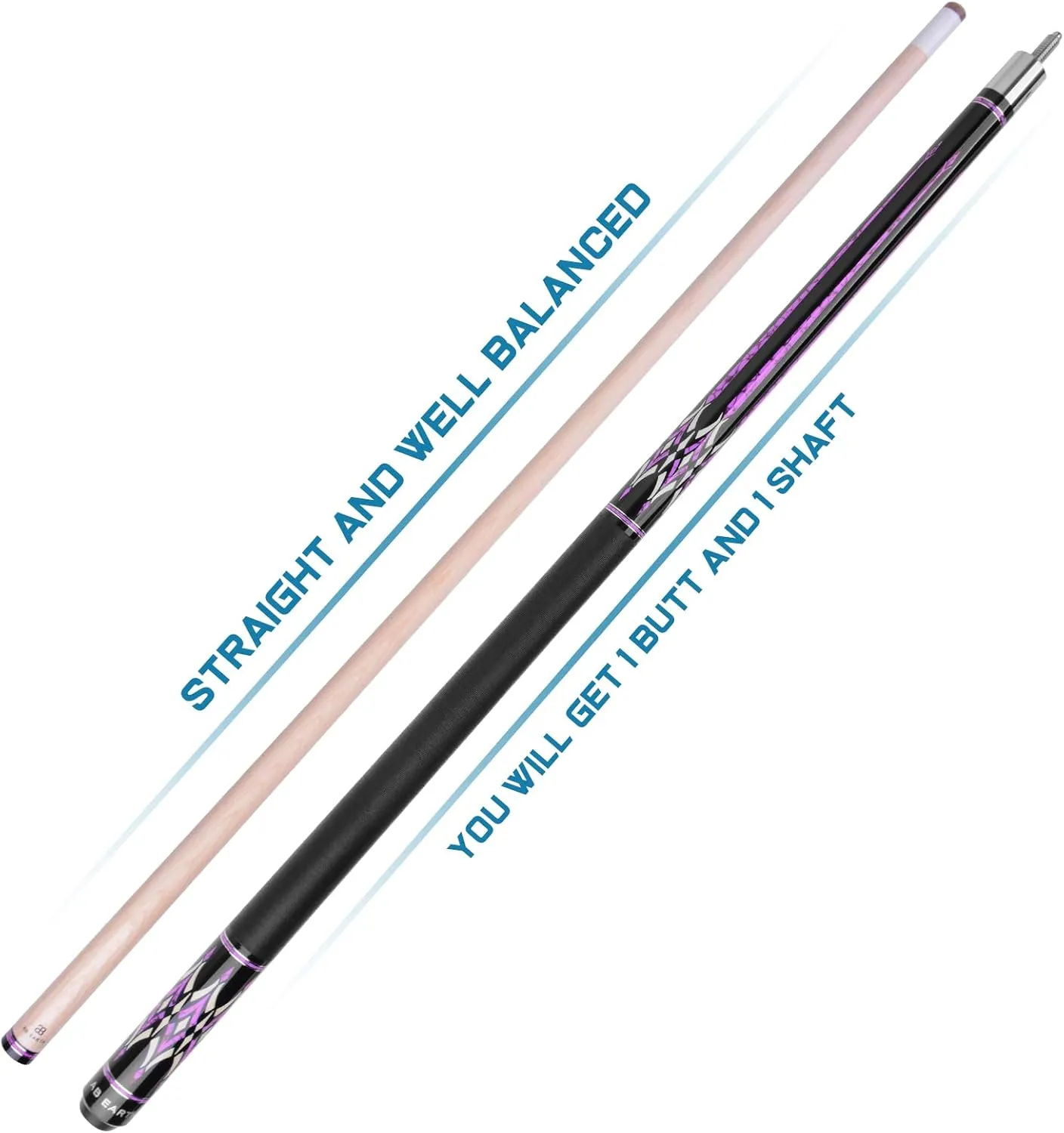 58" Pool Cue Stick Canadian Maple 13mm Tip Billiard Cue with Irish Linen Wrap