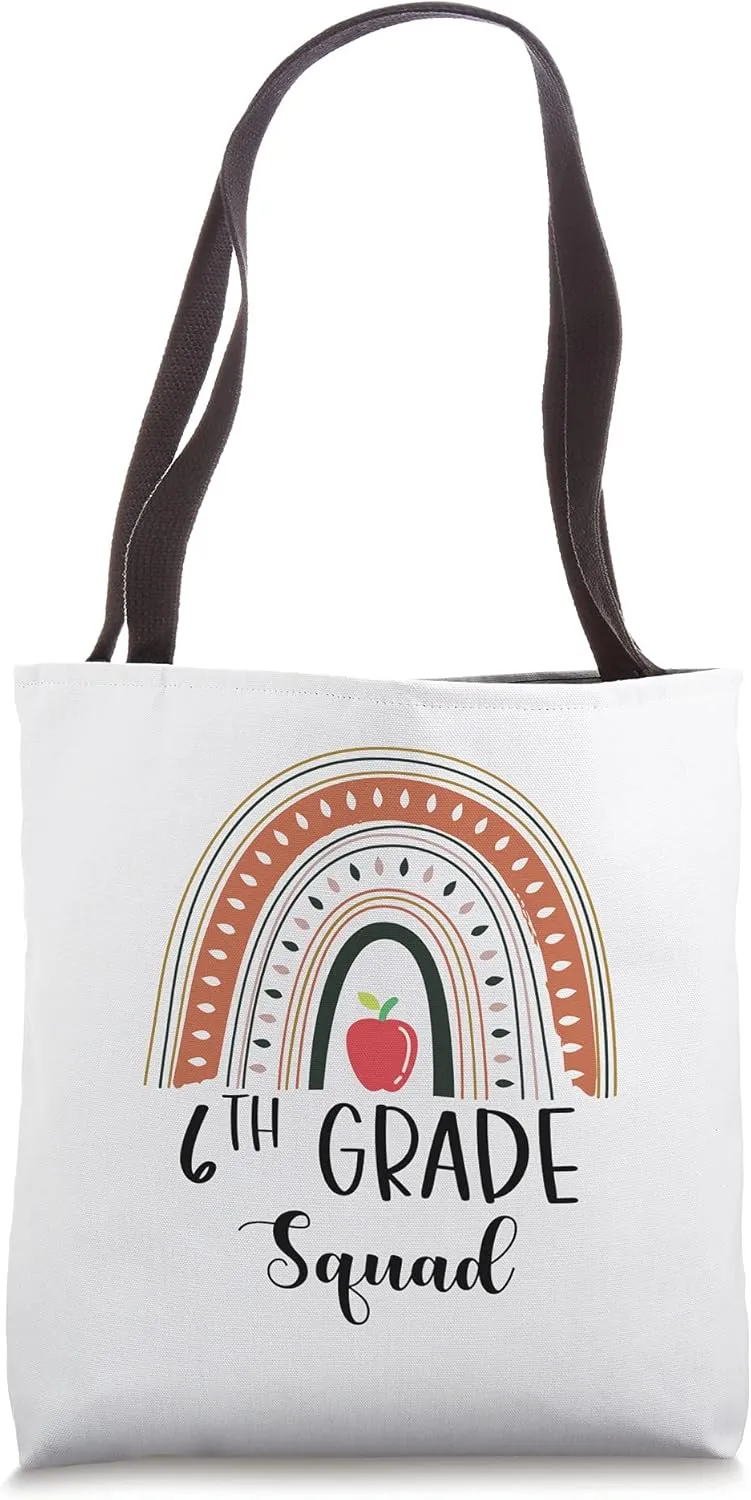 6th grade Squad Vibes Back to school first day teachers Boho Tote Bag