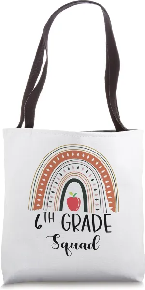 6th grade Squad Vibes Back to school first day teachers Boho Tote Bag