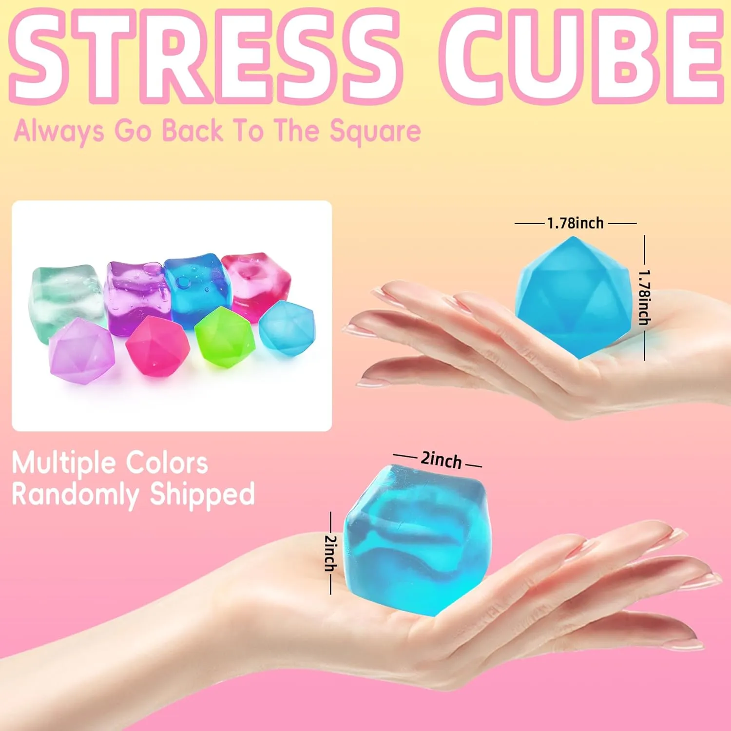 8 Pack Stress Cubes Squishy Fidget Toys for Adults Kids, Ice Cube Squishy for Anxiety Relief, Sensory Fidget Toys, Diamond Malt Sugar Ice Cube Stress Ball,Random Color