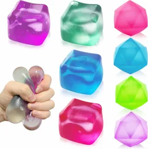 8 Pack Stress Cubes Squishy Fidget Toys for Adults Kids, Ice Cube Squishy for Anxiety Relief, Sensory Fidget Toys, Diamond Malt Sugar Ice Cube Stress Ball,Random Color
