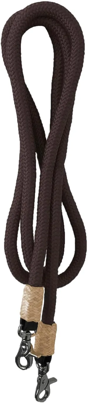 8' Round Braided Nylon Cord Roping Reins (Brown)