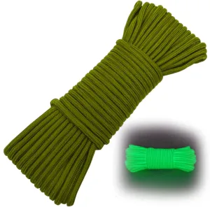 9 Strand 550 Luminous Glow in The Dark Paracord –21 Strand Luminous Parachute Cord for Nighttime Outdoor Utility, Rope Outdoor Survival Rope for DIY Paracord Lanyard Keychain (green1,4mm)