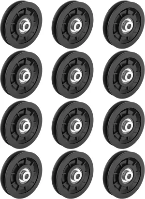 90mm/3.5" Universal Nylon Bearing Pulley-Wheel Replace for Home Gym Equipment Part Cable Machine, Wearproof Abration Bearing Wheel, Gym Equipment and Garage Door Pulley System