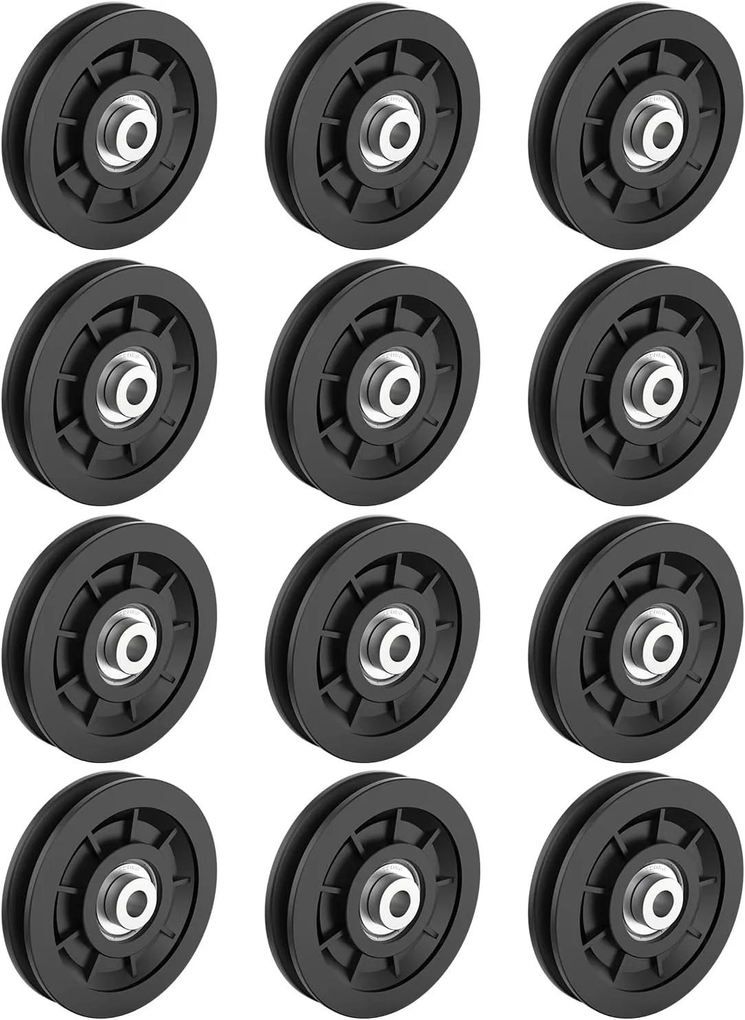 90mm/3.5" Universal Nylon Bearing Pulley-Wheel Replace for Home Gym Equipment Part Cable Machine, Wearproof Abration Bearing Wheel, Gym Equipment and Garage Door Pulley System