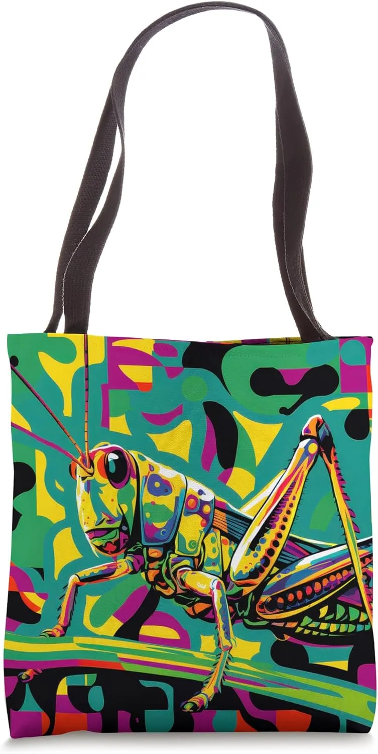 Abstract Grasshopper Rainbow Illustration Tote Bag