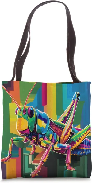 Abstract Grasshopper Rainbow Illustration Tote Bag