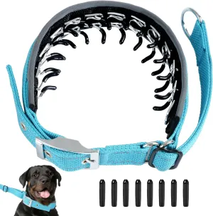 Adjustable No Pull Dog Collar - Heavy Duty Martingale Slip Collar with Reflective Widened Nylon & Metal Buckle for Training Walking Hunting (Small/Medium/Large Dogs),Blue,L