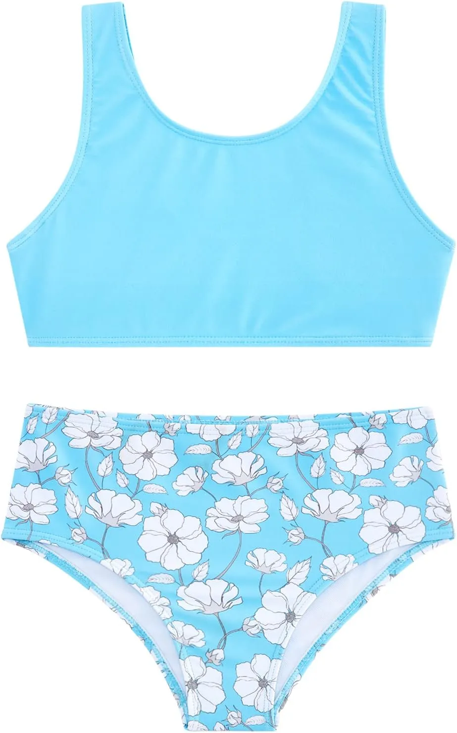AIDEAONE Girls 3 Piece Bikini Swimsuit Set Cute Bathing Suit with Quick Dry Swimwear with Coverups 5-12T