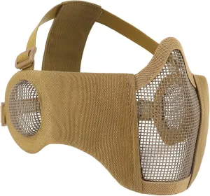 Airsoft Mesh Mask, Tactical Foldable Half Mesh Mask with Ear Protection, Adjustable Military Mesh Mask Lower Face Protective Mask for Airsoft Paintball Shooting Cosplay CS Game