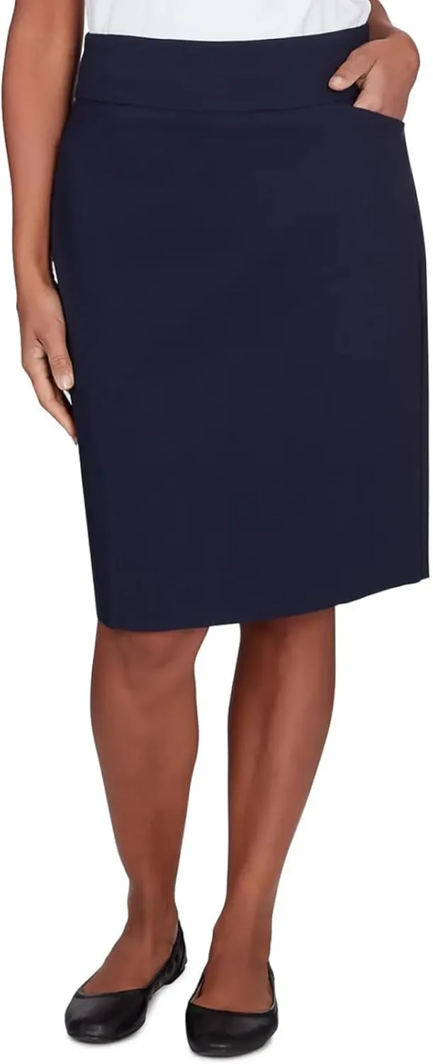 Alfred Dunner Women's Key Items Classic Stretch Waist Skirt