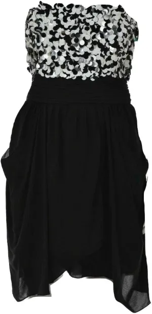Alice   Olivia Sequin Sheath Strapless Dress Size 0 Black/White