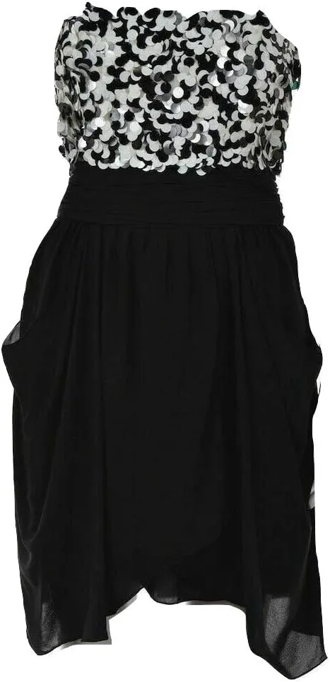 Alice   Olivia Sequin Sheath Strapless Dress Size 0 Black/White