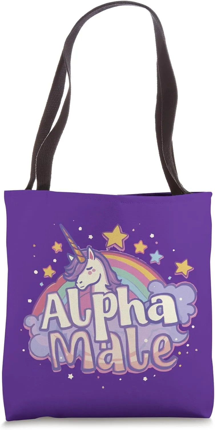 Alpha Male Unicorn Rainbow – Funny Memecore Cringecore Tote Bag