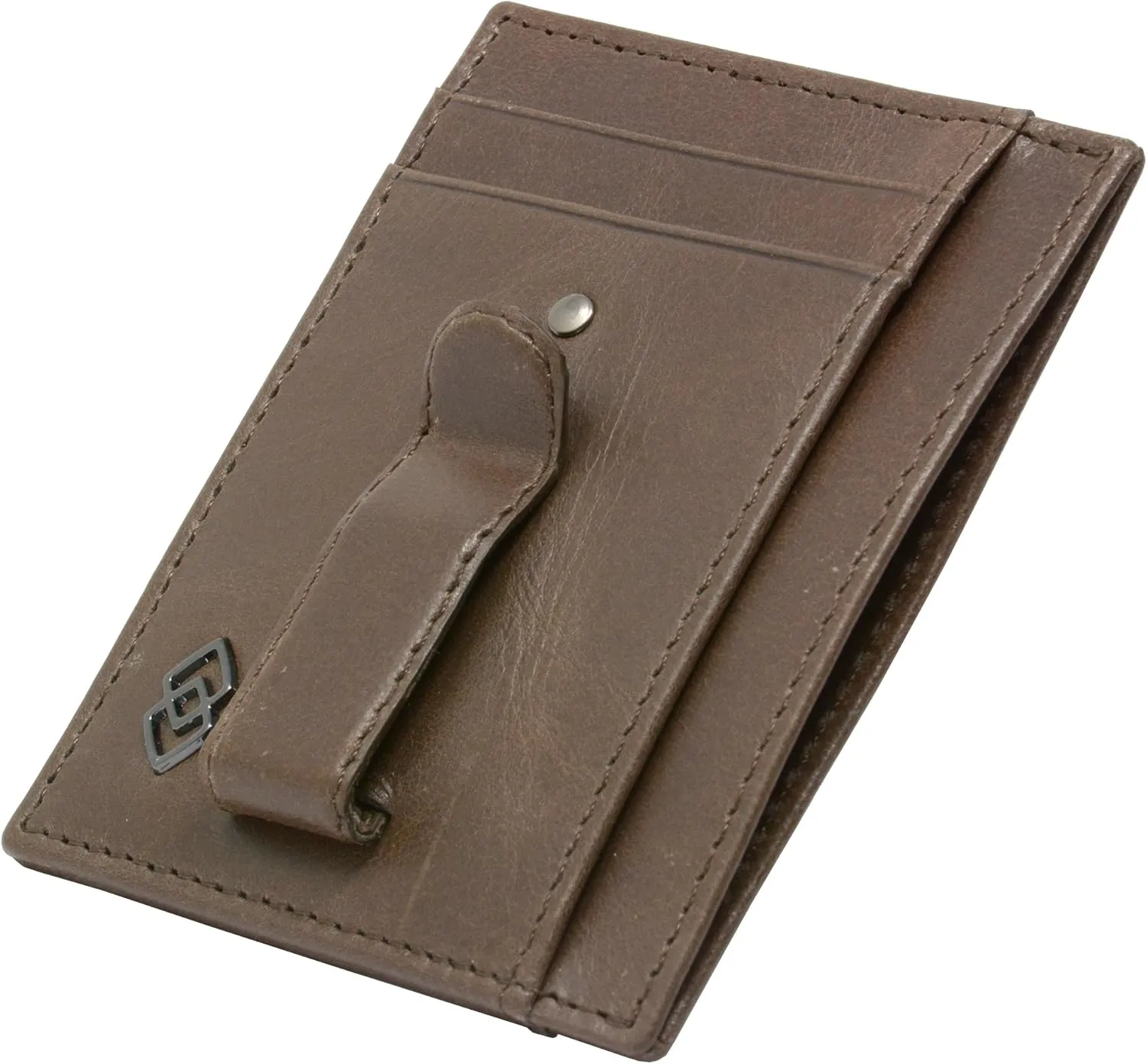 Alpine Swiss Double Diamond Mens RFID Money Clip Front Pocket Wallet Gray