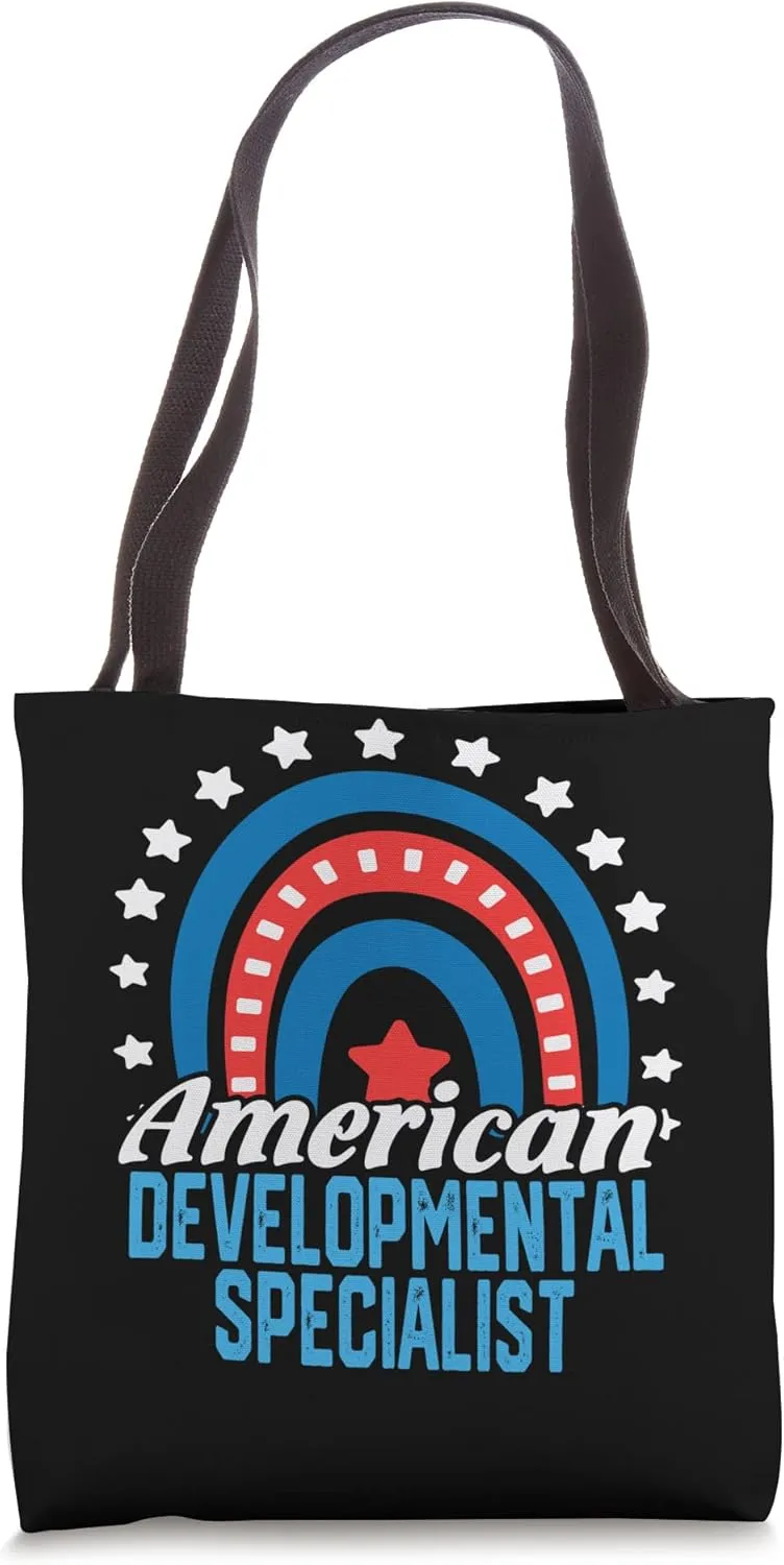 American Developmental Specialist Rainbow USA 4th Of July Tote Bag