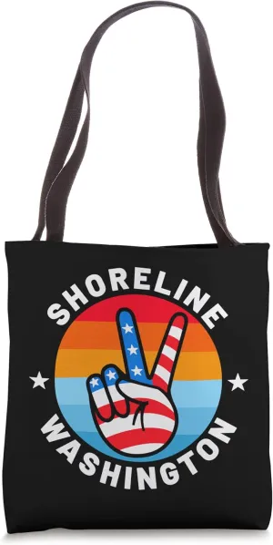 American Flag Peace Sign Hand, Shoreline Washington WA Tote Bag
