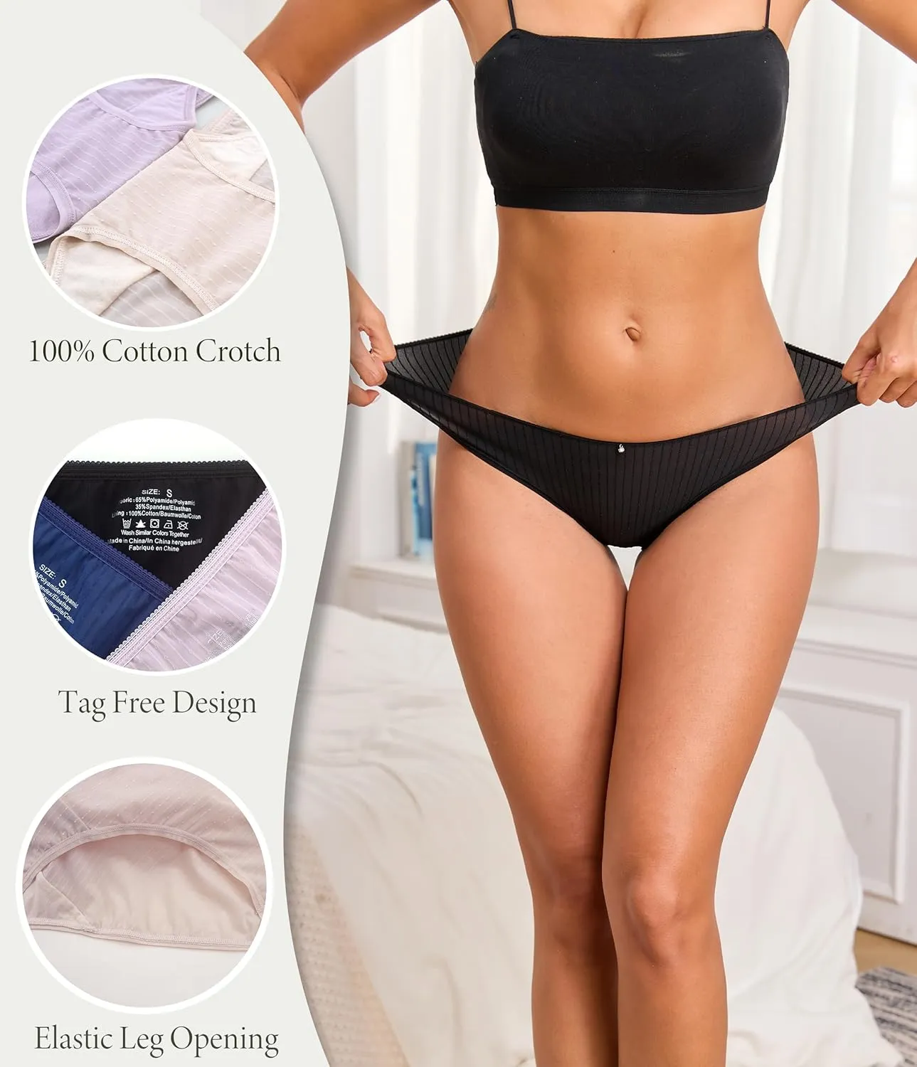 ANLIQI Quick Dry Underwear for Women Travel Panties Pack Nylon Hipster Panty Soft&Lightweight Bikini Brief Stay Fresh Undies