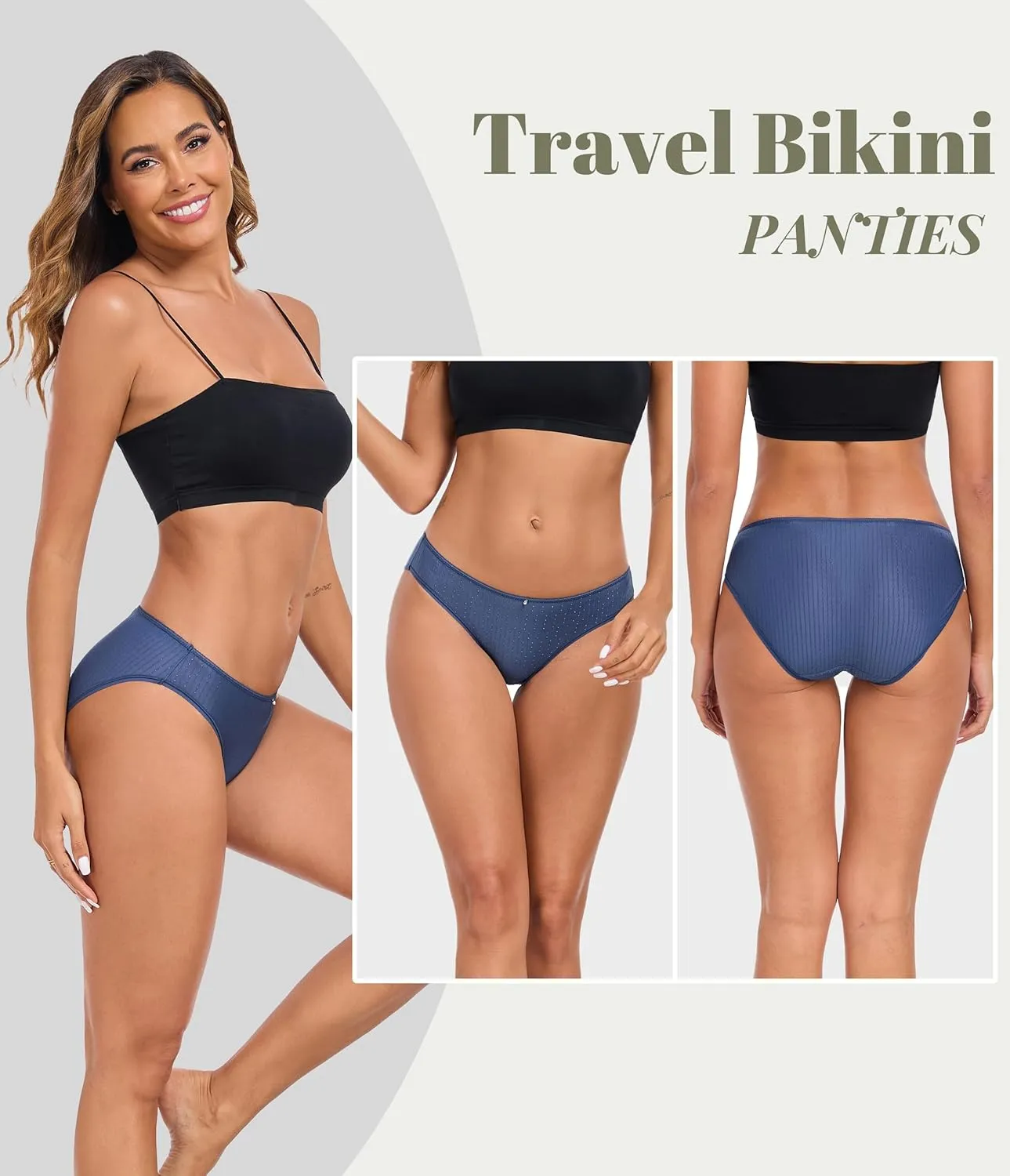 ANLIQI Quick Dry Underwear for Women Travel Panties Pack Nylon Hipster Panty Soft&Lightweight Bikini Brief Stay Fresh Undies
