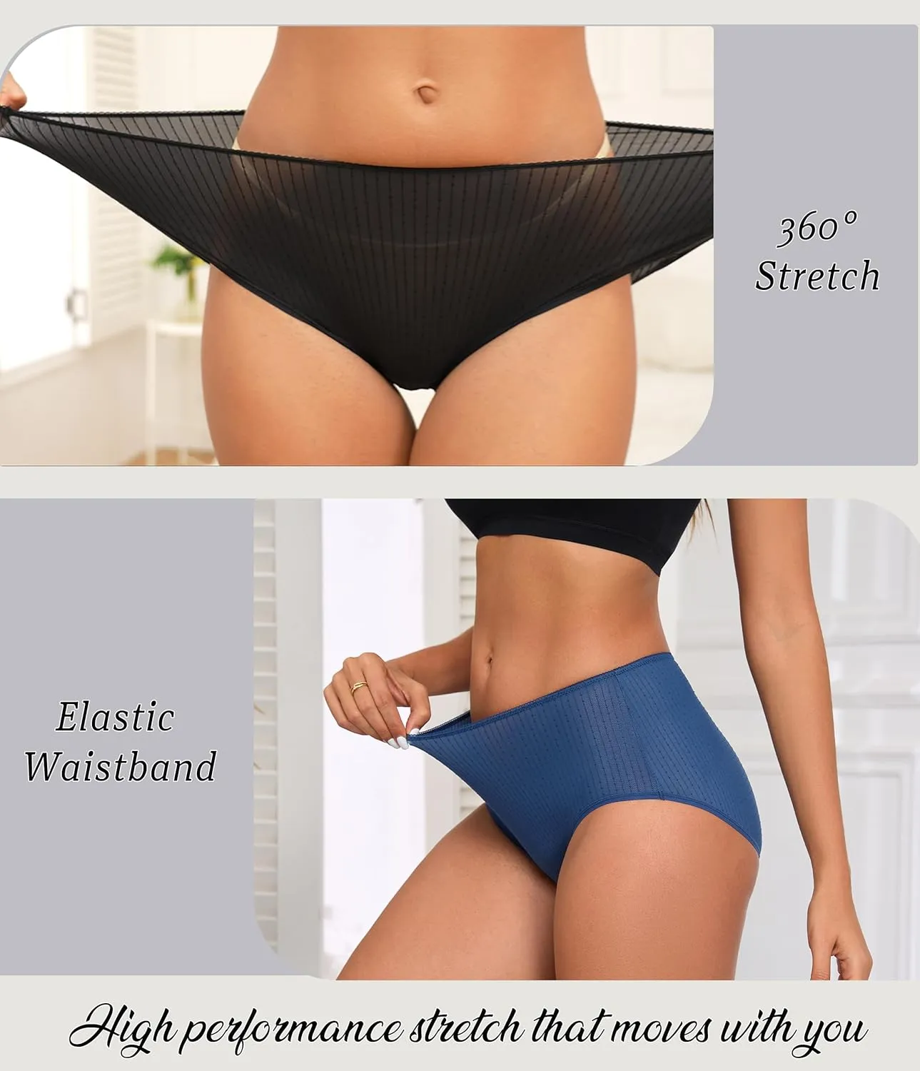 ANLIQI Quick Dry Underwear for Women Travel Panties Pack Nylon Hipster Panty Soft&Lightweight Bikini Brief Stay Fresh Undies