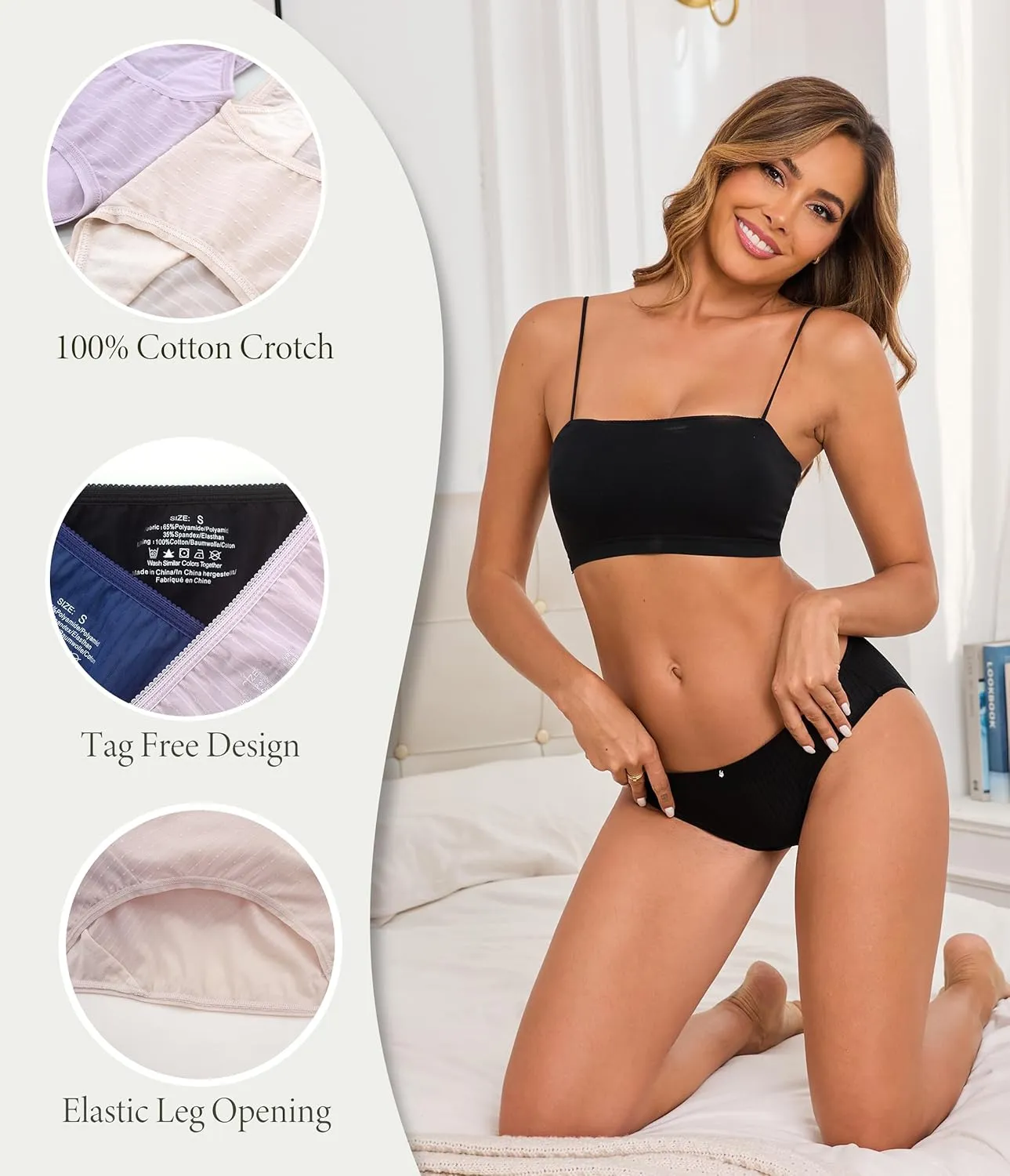 ANLIQI Quick Dry Underwear for Women Travel Panties Pack Nylon Hipster Panty Soft&Lightweight Bikini Brief Stay Fresh Undies