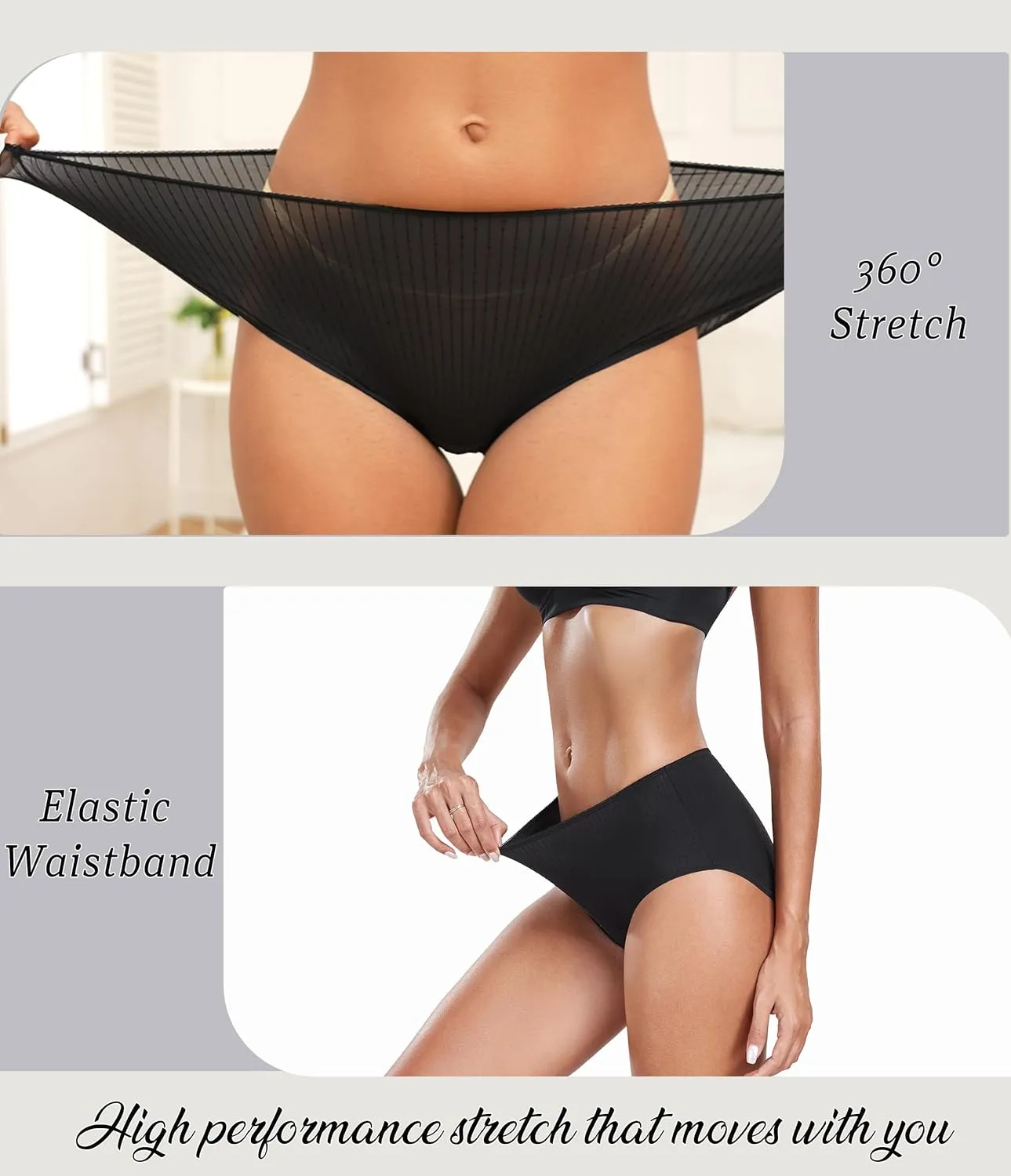 ANLIQI Quick Dry Underwear for Women Travel Panties Pack Nylon Hipster Panty Soft&Lightweight Bikini Brief Stay Fresh Undies
