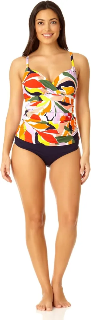 Anne Cole Underwire Surplice Tri Tankini Multi 40D/38DD