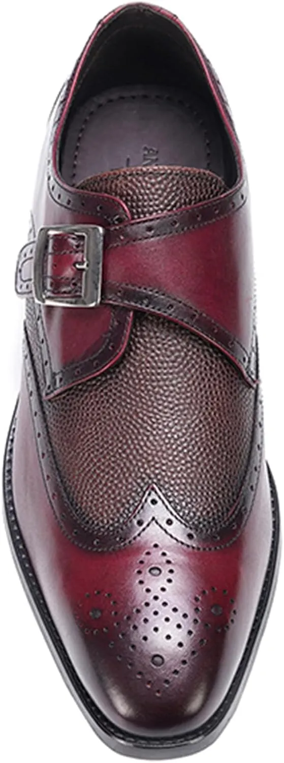 Anthony Veer Delano One Single Monk Dress Shoes for Men | Full Grain Calfskin Leather | Strap-On | Blake Construction | Ortholite Cushion Comfort | Full Grain Calfskin Leather Upper