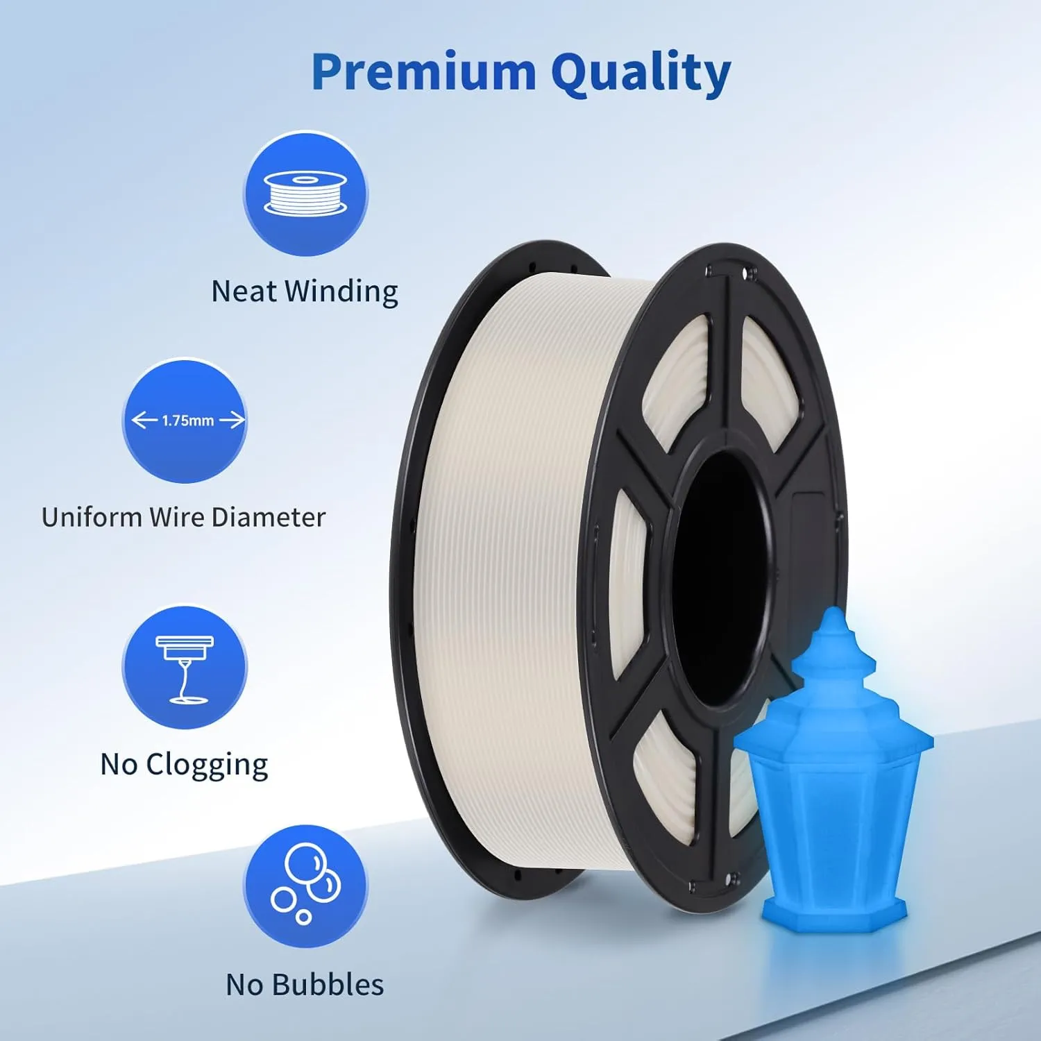 ANYCUBIC PLA 3D Printer Filament, Glow in The Dark, 3D Printing PLA Filament 1.75mm Dimensional Accuracy  /- 0.02mm, 1KG Spool (2.2 lbs), Glow Blue