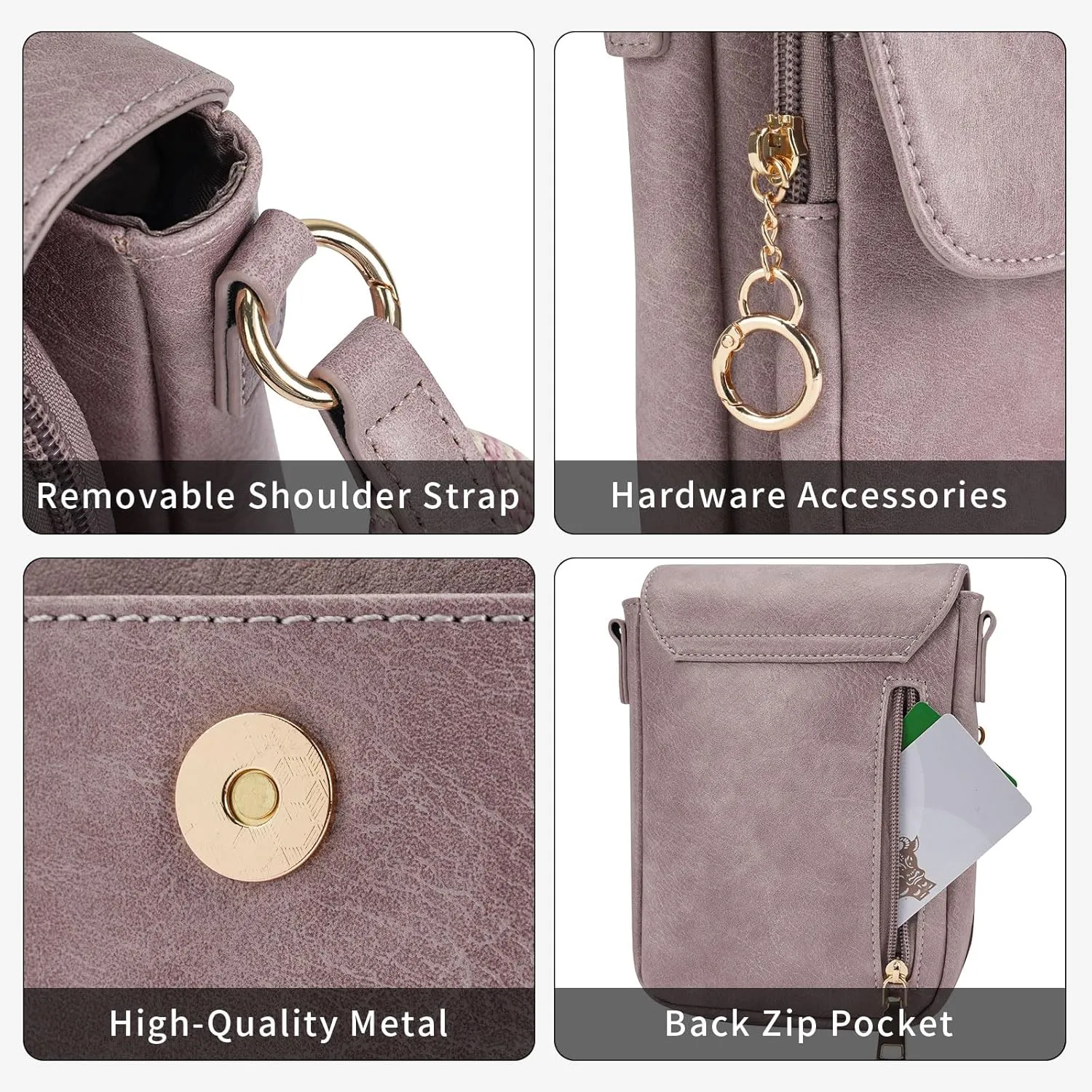 APHISON Small Crossbody Bags for Women Trendy, Leather Phone Wallet Purses Handbags Card Slots with Adjustable Guitar Strap