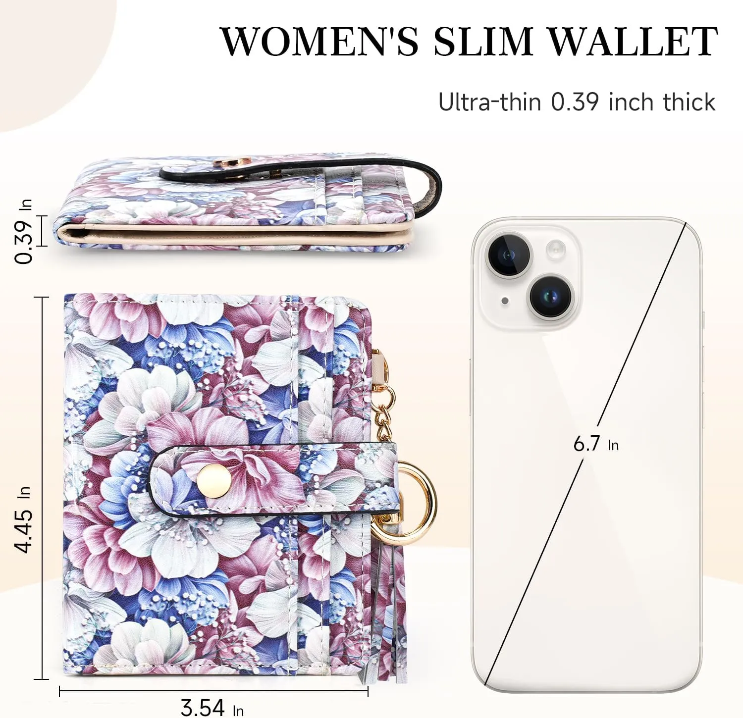 APHISON Women RFID Slim Bifold Wallet, Card Holder with Zipper Coin Purse, Ultra-Thin Compact Wallet with ID Window Minimalist Pink